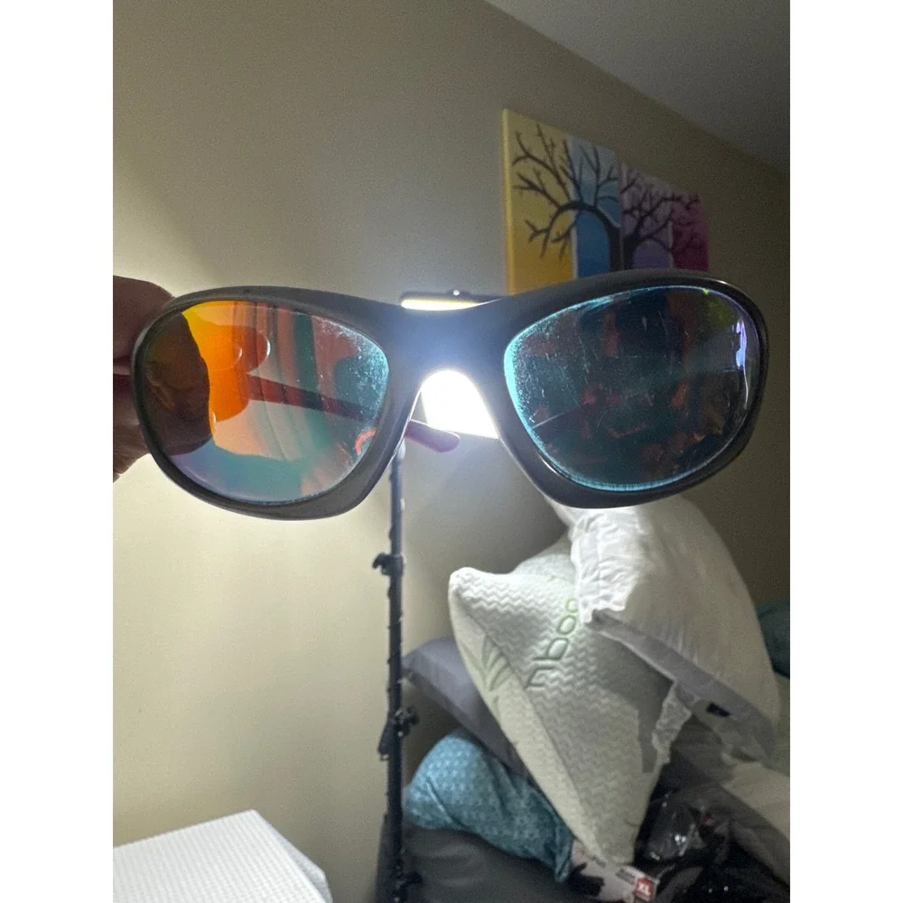 Foster Grant Sunglasses Men OS Fitness MD1007 Grey Orange Mirror EUC
